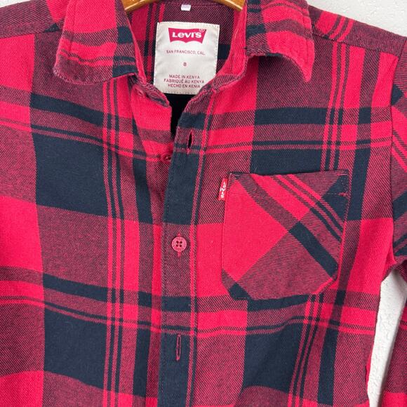 (8) Boys Levi’s Plaid Button up - Picture 3 of 4